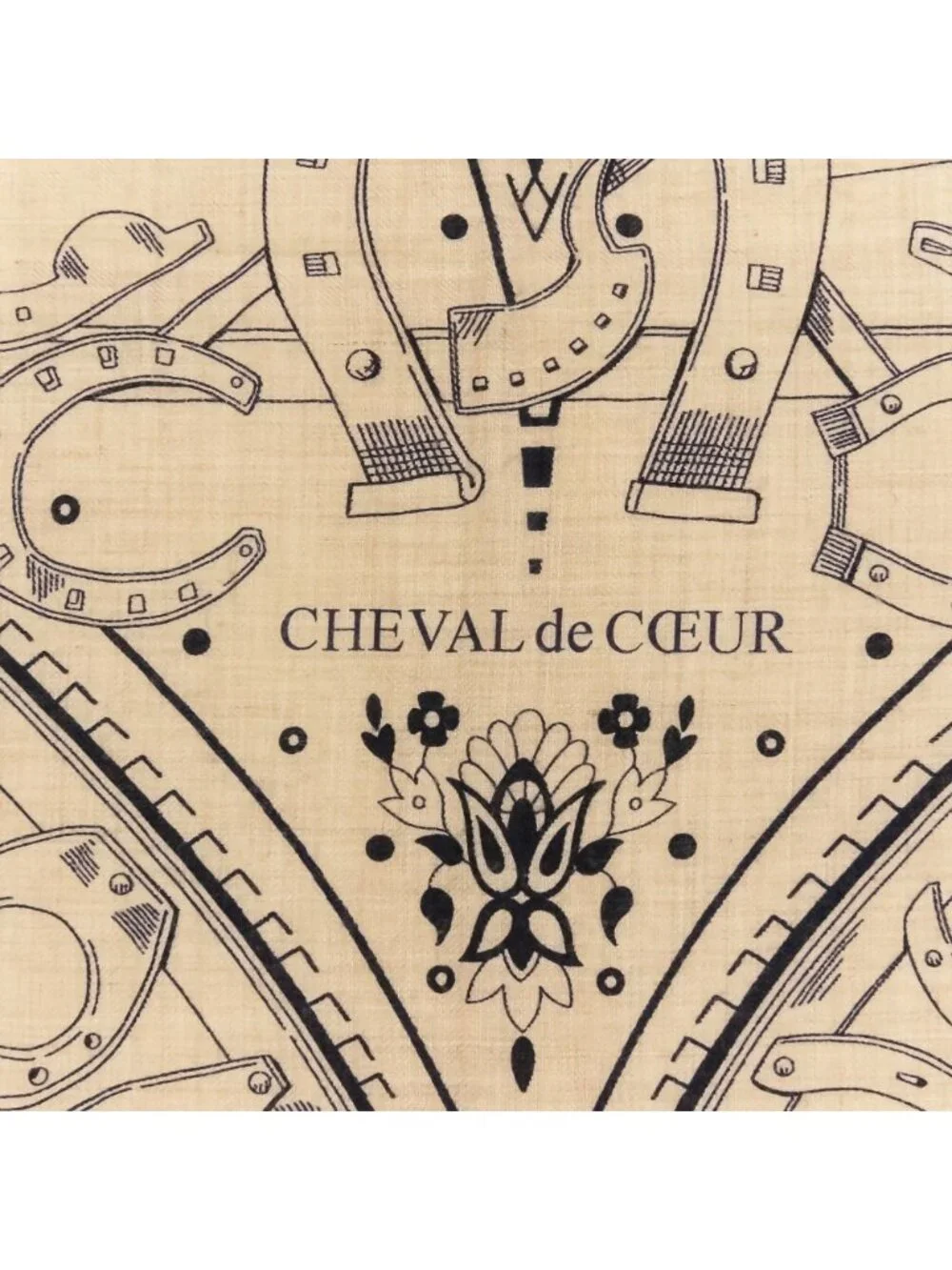 ★SOLD★ Hermes Carre Geant 140 Cheval de Coeur Cashmere Silk Large Scarf Beige - Picture 7 of 15